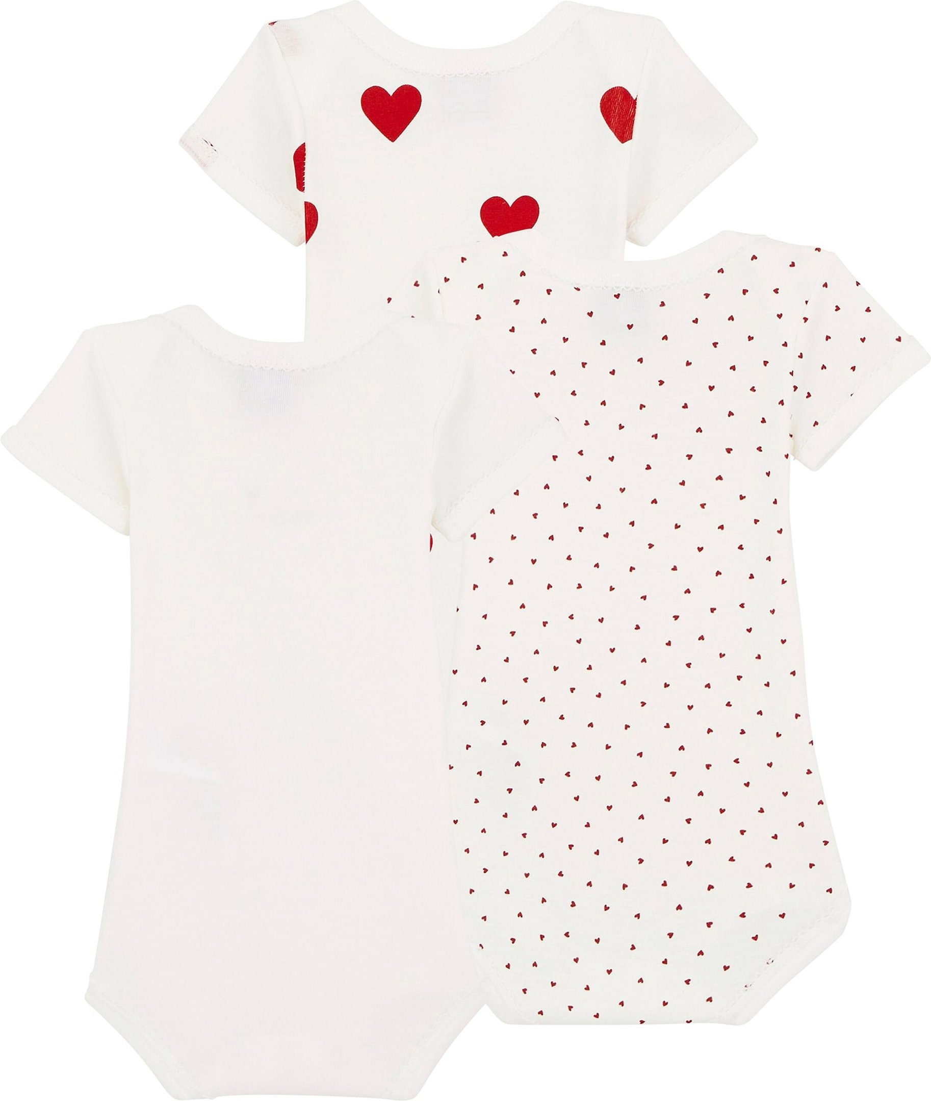 Petit Bateau 3er-Pack Bodys kurzarm Herzen