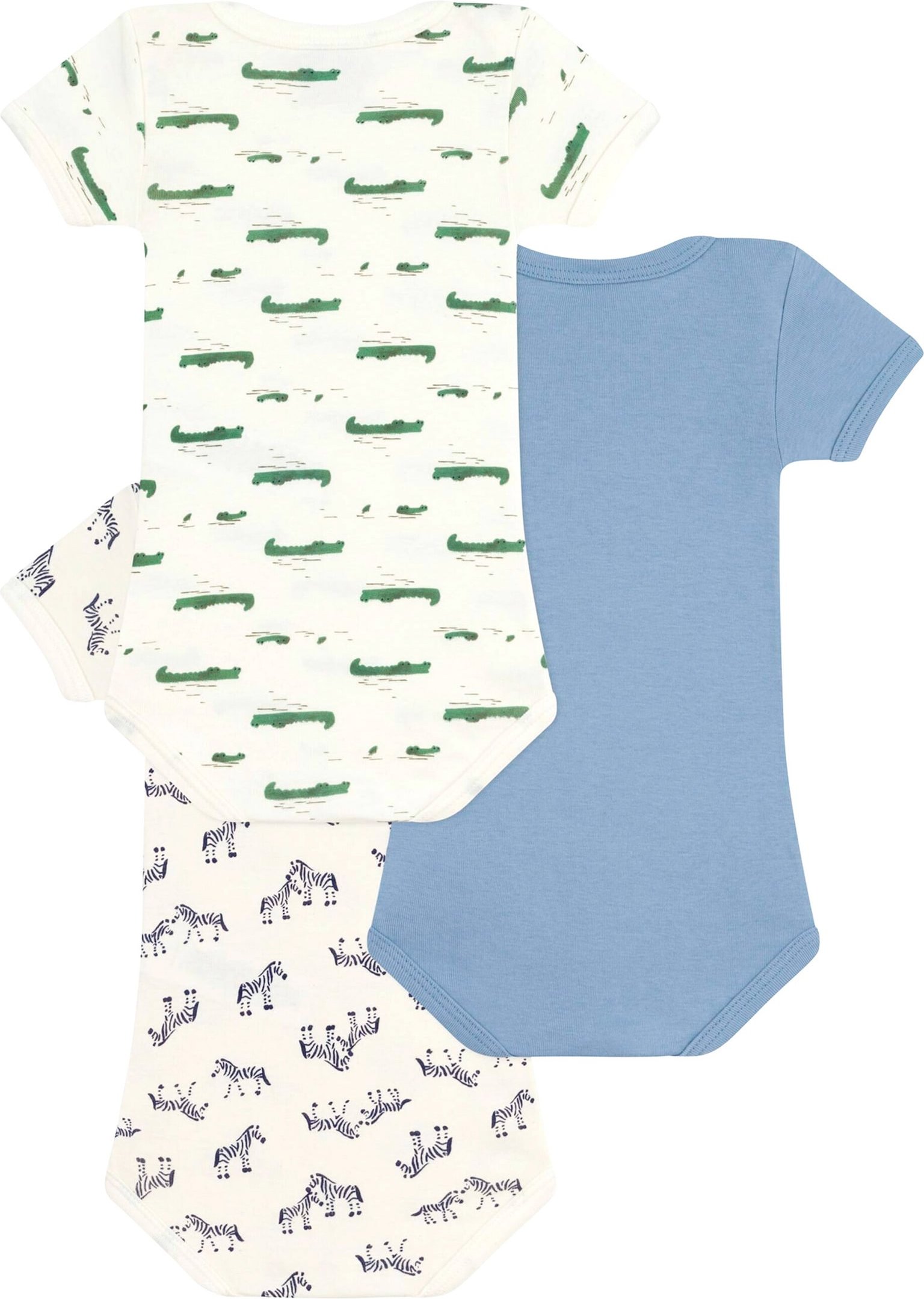 Petit Bateau 3er-Pack Bodys kurzarm Krokodile Zebras