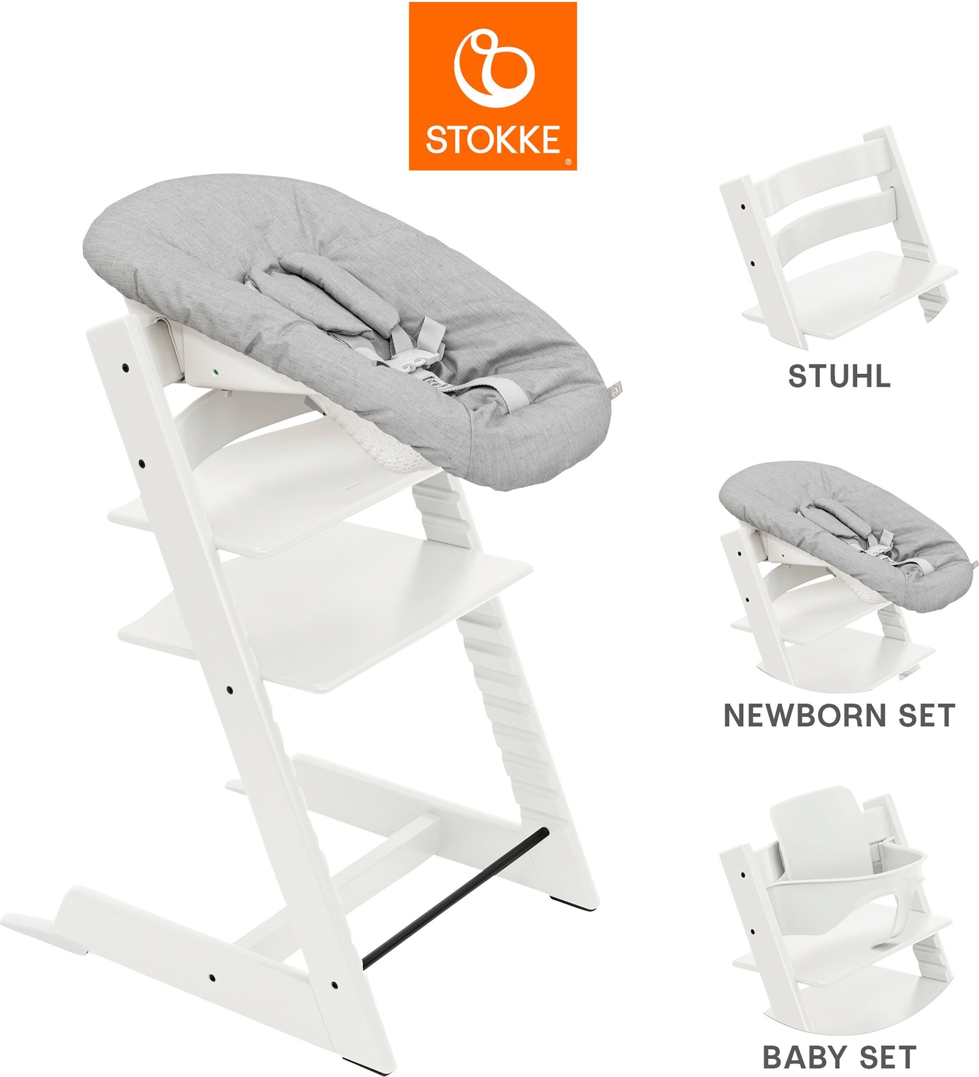 Stokke® Tripp Trapp® Bundle Treppenhochstuhl inkl. Newbornset Light Grey & Babyset
