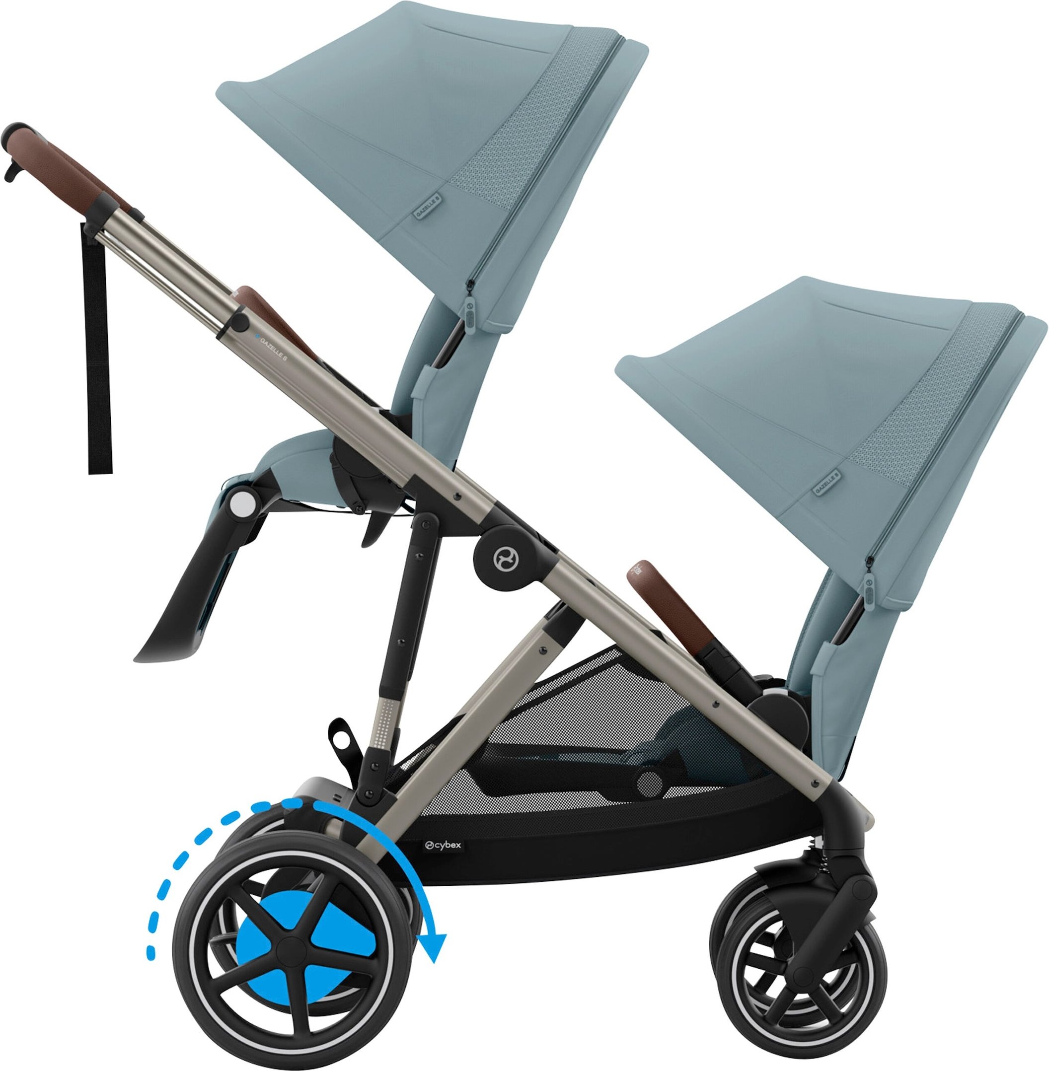 Cybex Gold Zwillings- und Kinderwagen Geschwisterwagen eGazelle S blau