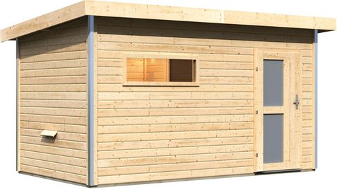 KARIBU Saunahaus »Schwanenburg 3«, BxTxH: 393 x 231 x 239 cm, ohne Ofen - beige