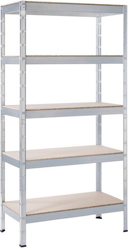 SCHULTE REGALWELT Stecksystem Schwerlastregal, BxHxT: 90 x 180 x 45 cm, 5 Böden, Metall - silberfarben