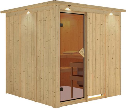 KARIBU Sauna »Valga«, für 4 Personen, ohne Ofen - beige