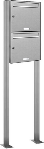 AL BRIEFKASTENSYSTEME Briefkasten, Parteien: 2, Freistehend, BxHxT: 46,5 x 150 x 11,6 cm - silberfarben