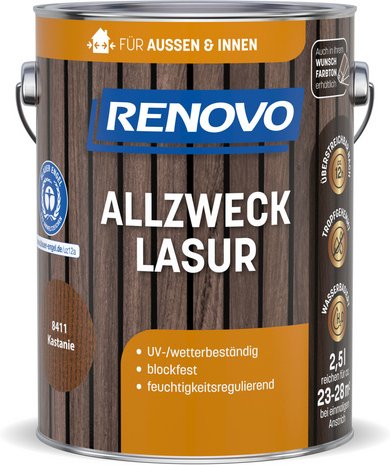 RENOVO Allzwecklasur, wb 2,5L kastanie 8411 - braun