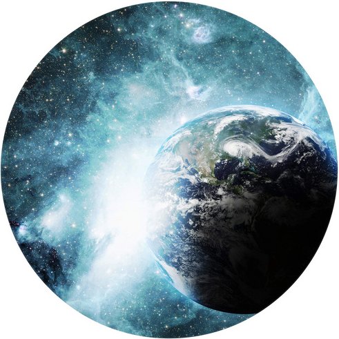 K&L Wall Art Vliestapete »Runde Vliestapete«, Planet Erde Sterne Galaxie, mehrfarbig, matt - bunt