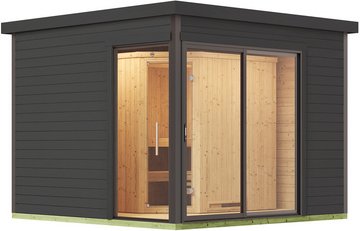 WEKA Saunahaus »412«, 320x239x320 cm, (BxHxT), mit Ofen - schwarz