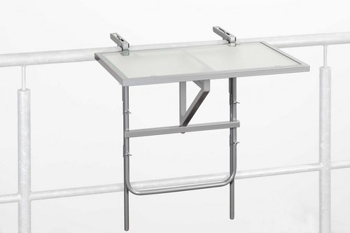 Thumbnail - Hängetisch, BxHxL: 40 x 64,5 x 60 cm, Tischplatte: Sicherheitsglas - silberfarben