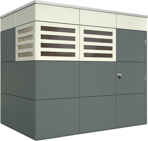 SKANHOLZ Gartenhaus »Perth 2«, Holz, BxHxT: 253 x 223 x 169 cm (Außenmaße inkl. Dachüberstand) - grau