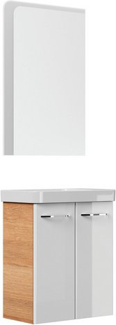 FACKELMANN Waschplatz-Set »MILANO«, 55cm Asteiche/Weiß - weiss