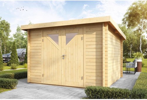 WOLFF FINNHAUS Gartenhaus »Pulti 34«, Holz, BxHxT: 360 x 217 x 240 cm (Außenmaße inkl. Dachüberstand) - beige