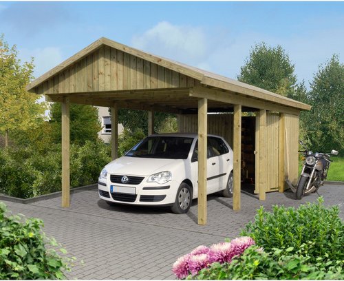 Thumbnail - Mr. GARDENER Einzelcarport »Lübeck 2«, Außenmaß BxT: 340 x 760 cm, braun, Holzart: Kiefer
