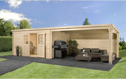 Mr. GARDENER Anbau für Blockbohlenhaus »Malta«, BxLxT: 415 x 339 x 339 cm, Fichtenholz - braun