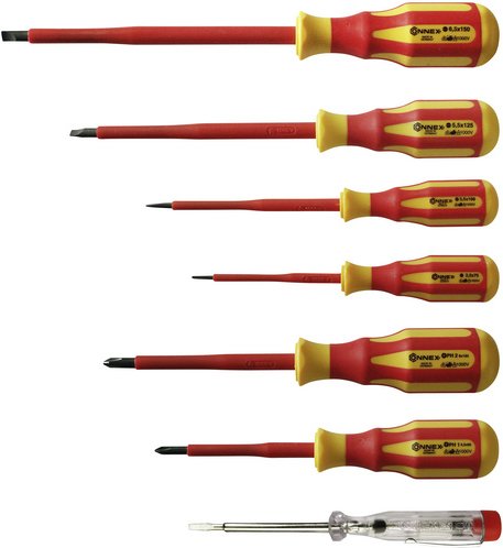 Thumbnail - CONNEX Schraubendrehersatz, Stahl, Längsschlitz/PH/PZ, 7-tlg., 464g - bunt