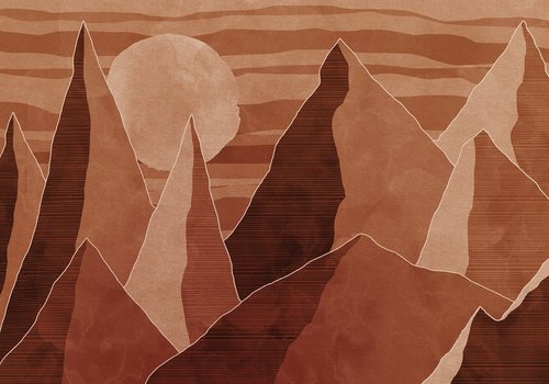 KOMAR Vliestapete, Sand, Berge, bunt - rot