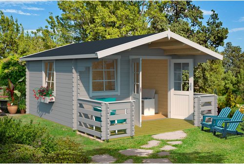 LASITA MAJA Gartenhaus »Luna«, BxHxT: 403,8 x 245,1 x 530 cm (Außenmaße inkl. Dachüberstand), Holz - grau