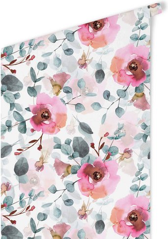 K&L Wall Art Vliestapete »Vintage Vliestapete«, Eukalyptus Botanische Rosen, mehrfarbig, matt - bunt