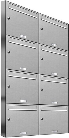 AL BRIEFKASTENSYSTEME Briefkasten, Parteien: 8, Aufputzmontage, BxHxT: 153,409 x 136,8 x 11,6 cm - silberfarben