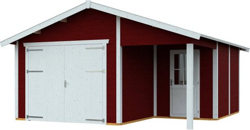 SKANHOLZ Holzgarage »Varberg 2«, BxT: 500 x 525 cm (Außenmaße), Holz - rot