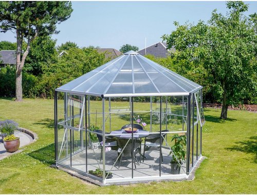 VITAVIA Gewächshaus »Juno«, 9 m², Kunststoff/Aluminium/ESG Glas, winterfest - silberfarben