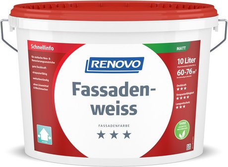 RENOVO Fassadenfarbe, matt, 10 Liter, weiß - weiss