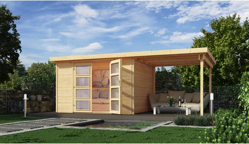 Thumbnail - WEKA Gartenhaus »321 B Gr.4«, Holz, BxHxT: 553 x 206 x 194 cm (Außenmaße inkl. Dachüberstand) - beige