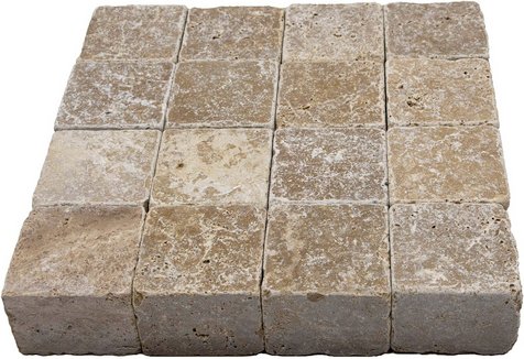 WOHNRAUSCH Pflastersteine »Keona Brown«, LxBxH: 10 x 10 x 7 cm, (1 m²), Travertin, braun/beige