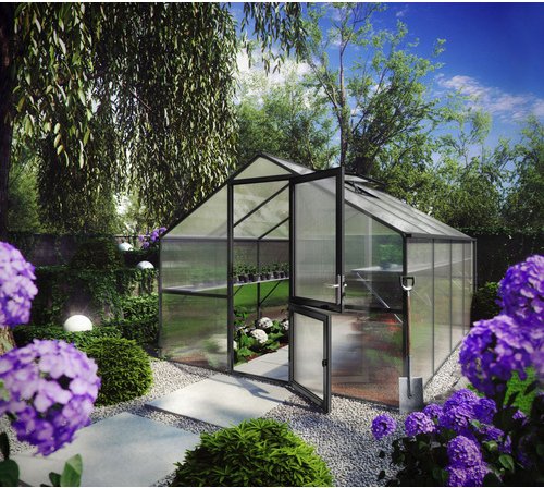 Thumbnail - KGT Gewächshaus »Orchidee«, 12,75 m², Kunststoff/Aluminium, winterfest - grau