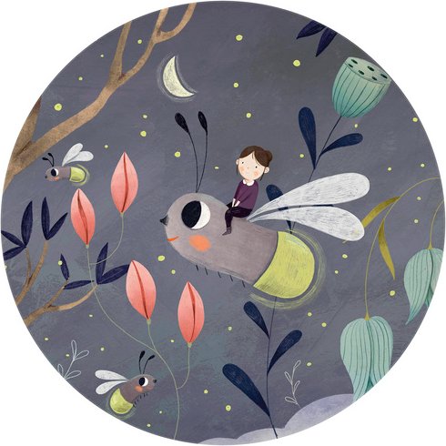 K&L Wall Art Vliestapete »Runde Vliestapete«, Loske Glühwürmchen Kinder, mehrfarbig, matt - bunt