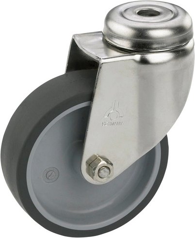 DÖRNER+HELMER Lenkrolle mit Rückenloch, Thermoplastischer Kunststoff (TPE), silberfarben