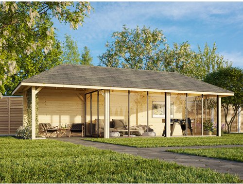 PALMAKO Pavillon »Bianca«, Aufstellmaße BxTxH: 960 x 384 x 319 cm, unbehandelt, Holz - braun