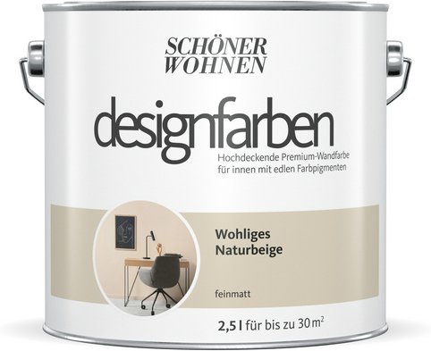 SCHÖNER WOHNEN FARBE Dispersionsfarbe »Designfarbe«, Wohliges Naturbeige, 2,5L