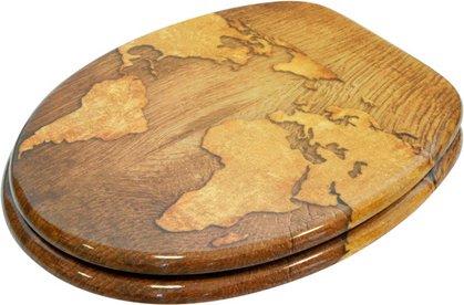Sanilo WC-Sitz, BxL: 37,7 x 47 cm, World Map - braun