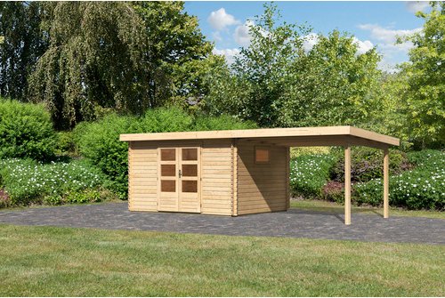KARIBU Gartenhaus, BxT: 676 x 333 cm (Aufstellmaße), Pultdach - beige