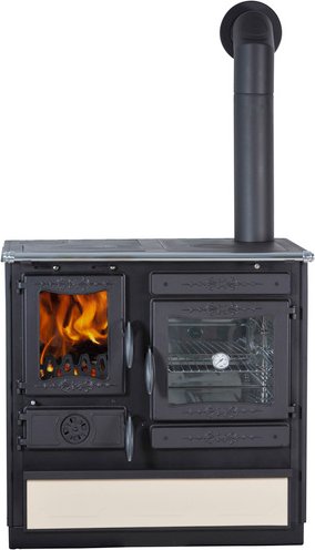 GLOBEFIRE Holzherd »Alhena«, beige, Stahl, 7 kW, Dauerbrand geeignet