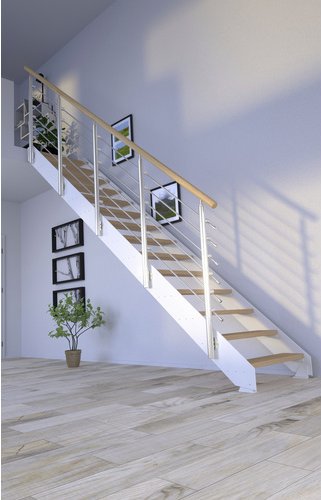 STARWOOD Systemtreppe »Kos«, Metall, 14 Stufen, max. Geschosshöhe 300 cm - braun