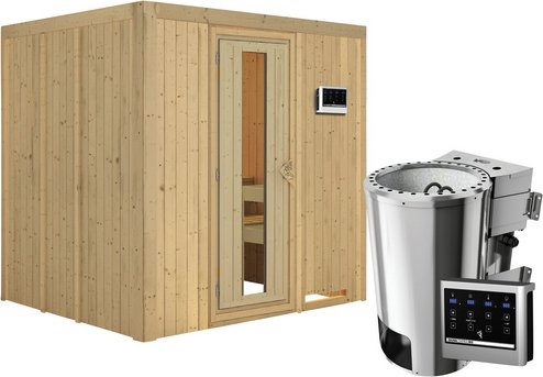 KARIBU Sauna »Olai«, inkl. 3.6 kW Saunaofen mit externer Steuerung, für 3 Personen - beige