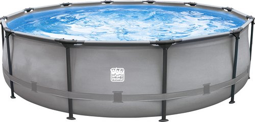 HAPPY PEOPLE Stahlrahmen-Pool, grau, ØxH: 366 x 100 cm