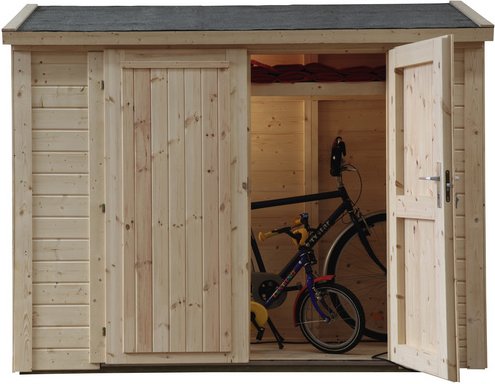 WOLFF FINNHAUS Gartenhaus »Premium«, Holz, BxHxT: 260 x 178 x 84 cm (Außenmaße inkl. Dachüberstand) - beige