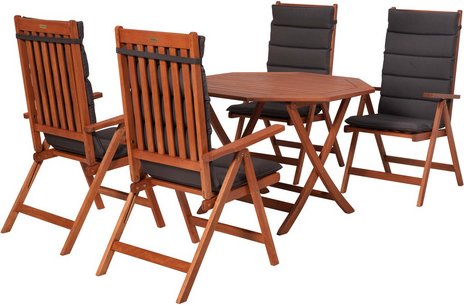 MERXX Gartenmöbel-Diningset »Vitoria«, 5 tlg., 4 Sitzplätze, Eukalyptus - braun