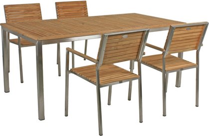 GARDEN PLEASURE Tischgruppe »DENVER«, 4 Sitzplätze, braun/silber