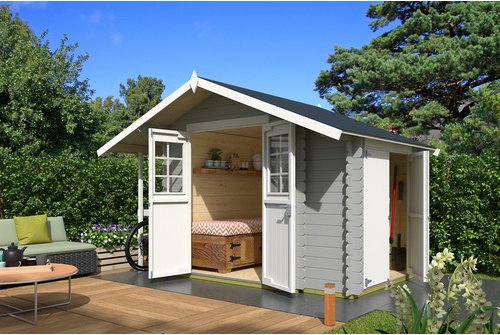 LASITA MAJA Gartenhaus »Vilano«, BxHxT: 352,5 x 228 x 200 cm, (Außenmaß inkl. Dachüberstand), lichtgrau