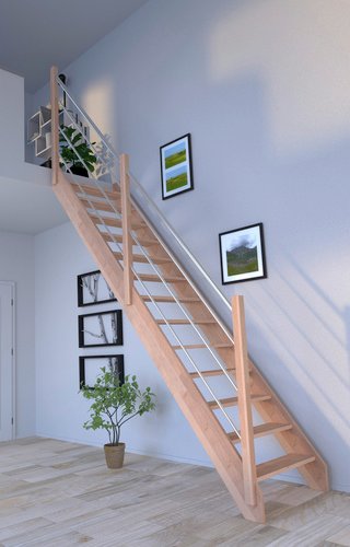 STARWOOD Raumspartreppe »Rhodos«, Buchenholz, 13 Stufen, max. Geschosshöhe 300 cm - braun