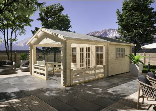 SKANHOLZ Gartenhaus »Holmestrand«, Holz, BxHxT: 420 x 278 x 650 cm (Außenmaße inkl. Dachüberstand) - beige