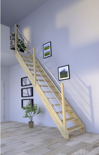 STARWOOD Raumspartreppe »Korfu«, Fichtenholz, 13 Stufen, max. Geschosshöhe 300 cm - braun