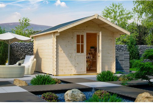 SKANHOLZ Gartenhaus »Faro«, Holz, BxHxT: 340 x 256 x 250 cm (Außenmaße inkl. Dachüberstand) - beige