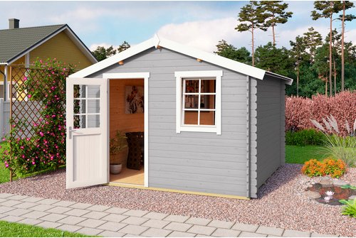 LASITA MAJA Gartenhaus »Wels 3«, Holz, BxHxT: 339,8 x 245,1 x 320 cm (Außenmaße inkl. Dachüberstand) - grau