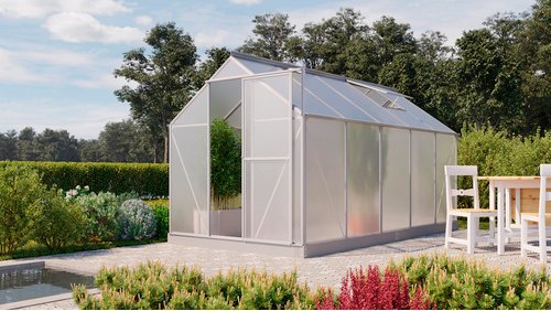 VITAVIA Gewächshaus »Eos Plus 7500«, BxHxL: 198 x 208 x 377 cm - silberfarben