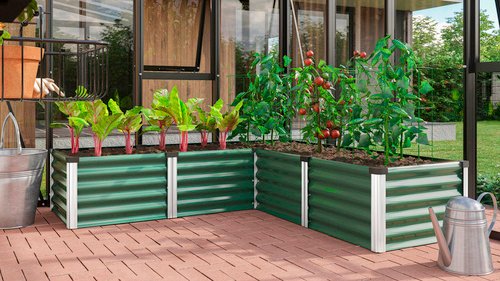 VITAVIA Hochbeet »In&Out«, BxHxL: 185 x 40,3 x 185 cm, Zincalume/Aluminium - gruen