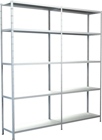 SCHULTE REGALWELT Grundregal mit Anbauregal, HxBxT 200 x 180 x 35 cm, 425 kg Traglast (max.), 10 Böden - weiss